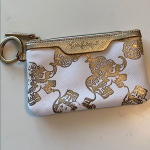 Gold Lilly Pulitzer elephant ID case keychain